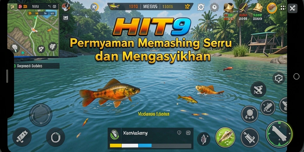 Screenshot menampilkan gameplay memancing yang mendebarkan di HIT9.