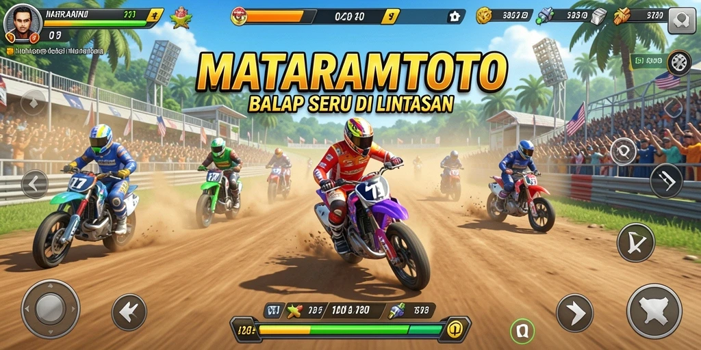 Gambar tampilan gameplay seru dalam MATARAMTOTO dengan mobil balap.