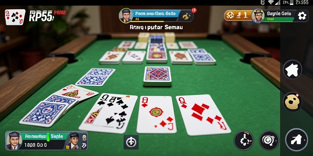 Tampilan gameplay seru RP55 dengan suasana permainan Gaple.