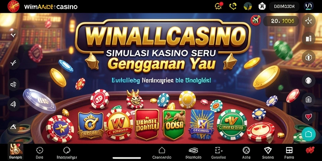 Screenshot gameplay WINALLCASINO menunjukkan suasana kasino yang menggembirakan.